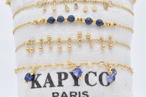 kapyco bracelet or lapis lazuli bleu